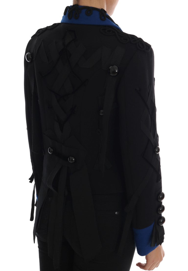 Dolce &amp; Gabbana Chic short trench coat jacket in black and blue