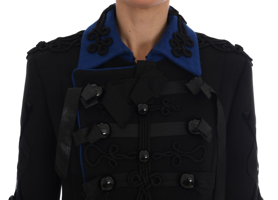 Dolce &amp; Gabbana Chic short trench coat jacket in black and blue