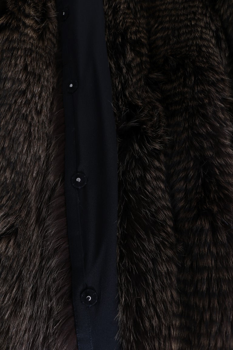 Dolce &amp; Gabbana Elegant knee-length coat made of brown raccoon fur