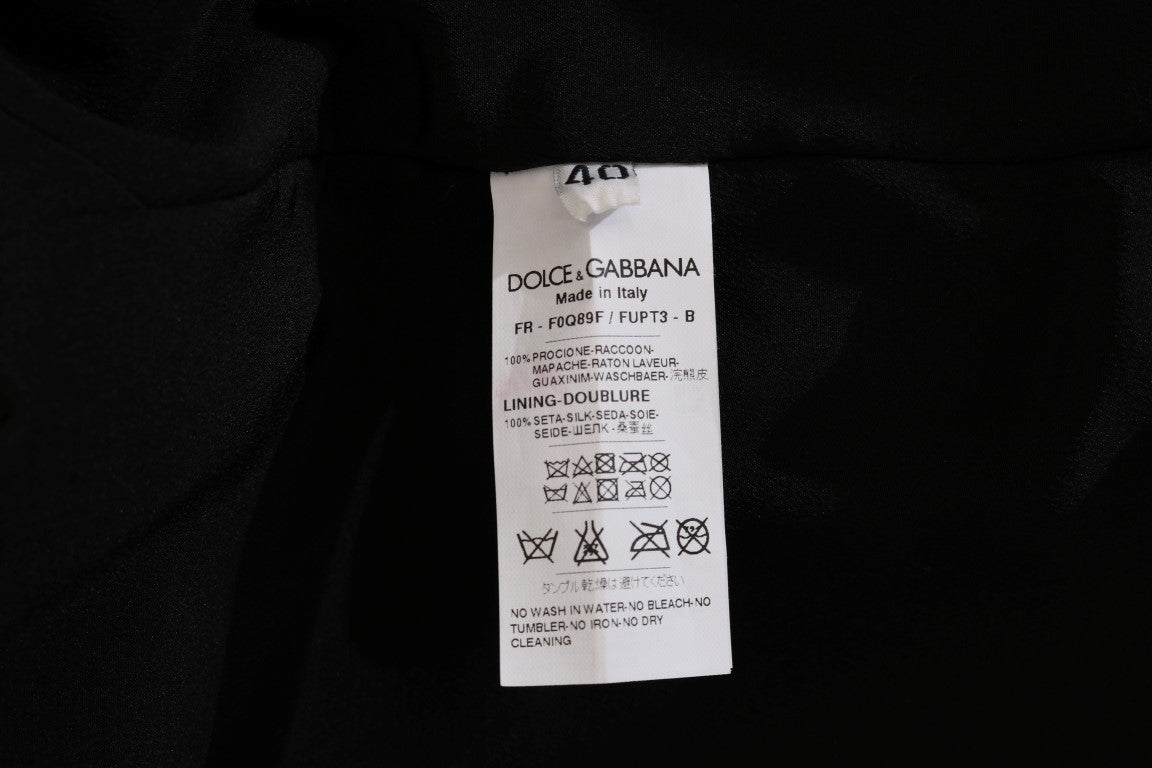 Dolce &amp; Gabbana Elegant knee-length coat made of brown raccoon fur