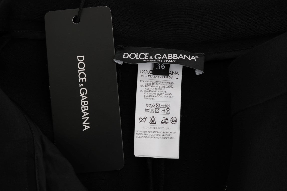 Dolce &amp; Gabbana Chic black capri pants with pink side stripes