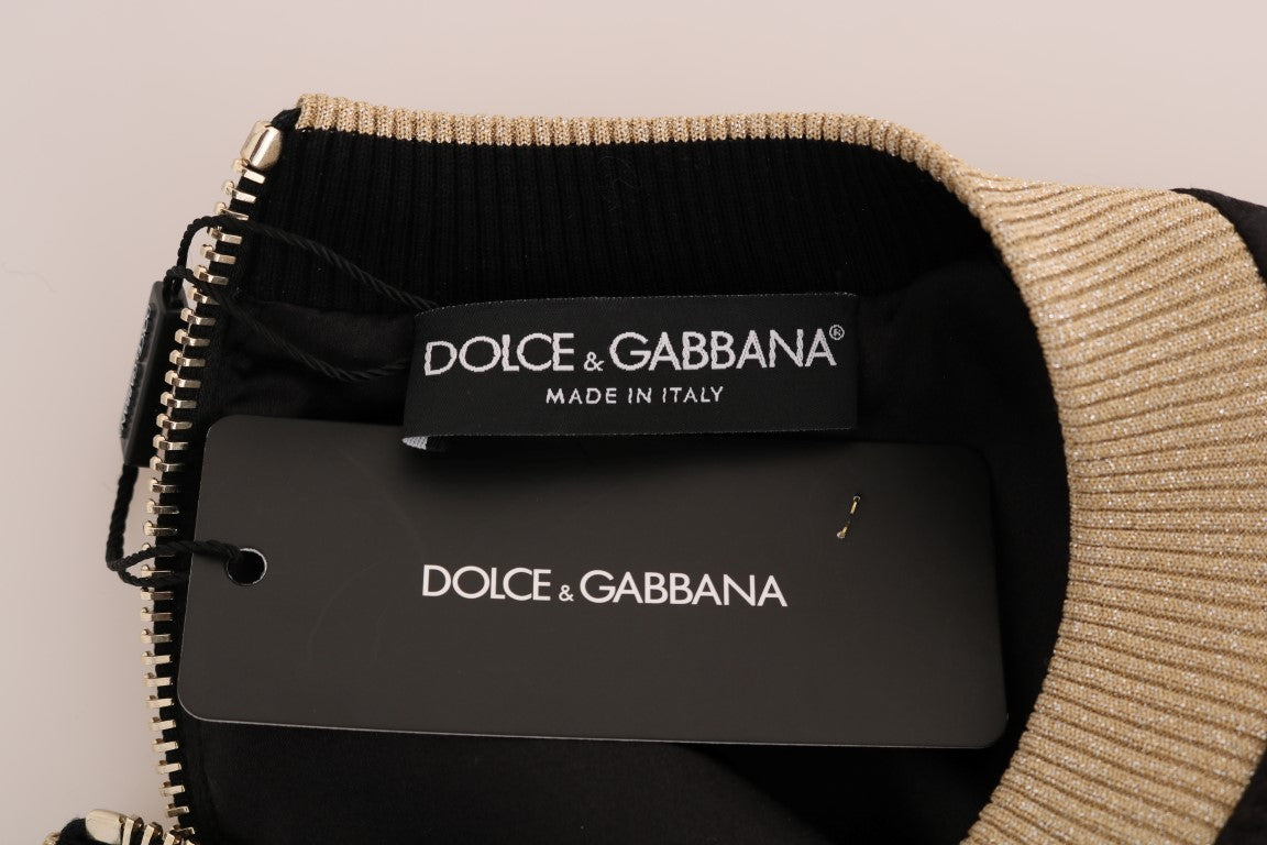 Dolce &amp; Gabbana Enchanted Black Brocade Sequined Sweater