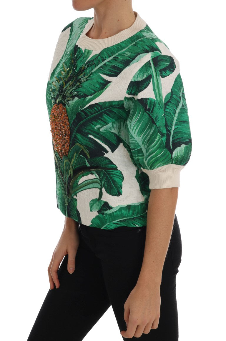 Dolce &amp; Gabbana Tropical Sequin Sweater - Lush Greenery Edition