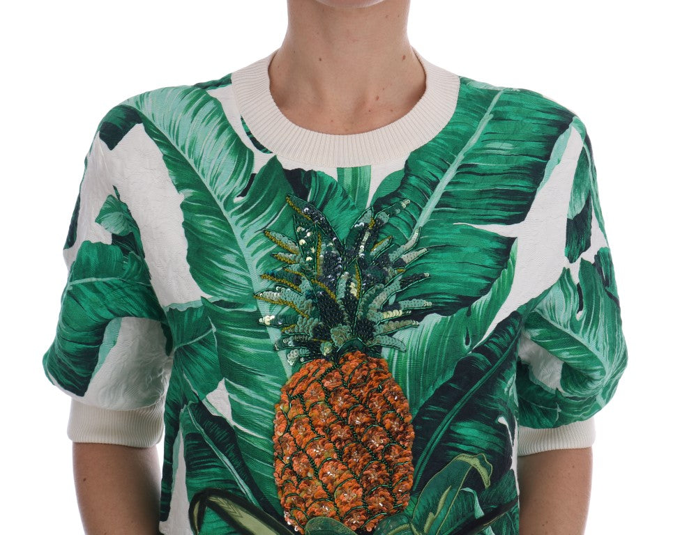 Dolce &amp; Gabbana Tropical Sequin Sweater - Lush Greenery Edition