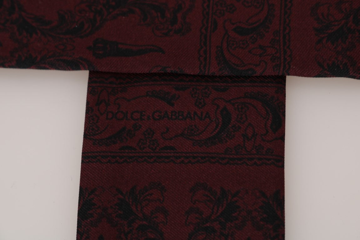 Dolce &amp; Gabbana Silk Scarf Bordeaux Crown Chili Print Men's Scarf