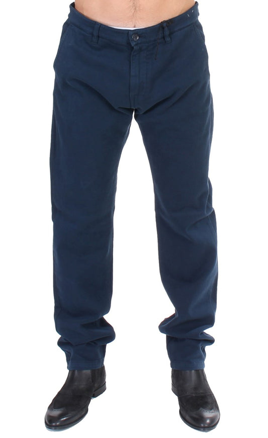 GF Ferre Elegante blaue Baumwoll-Stretch-Chinos