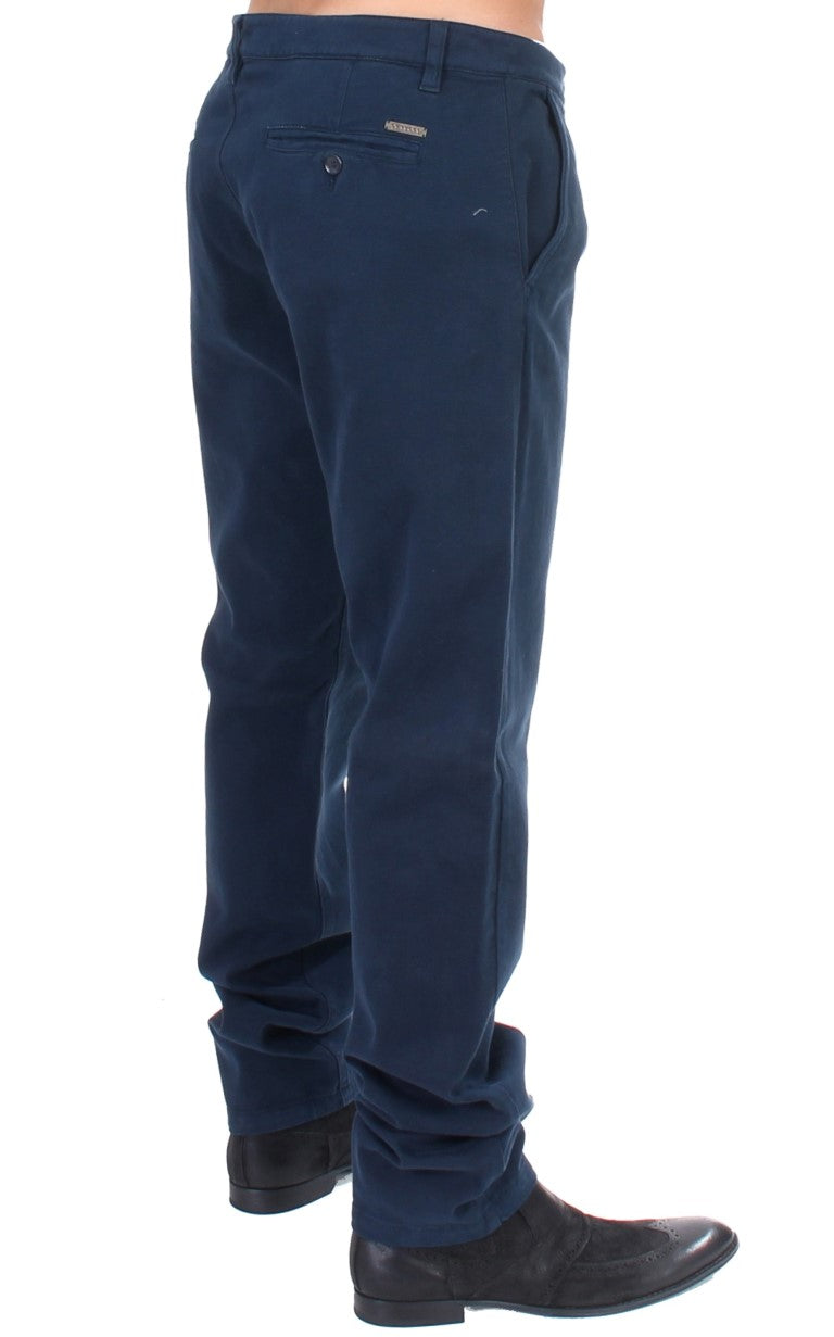 GF Ferre Elegante blaue Baumwoll-Stretch-Chinos