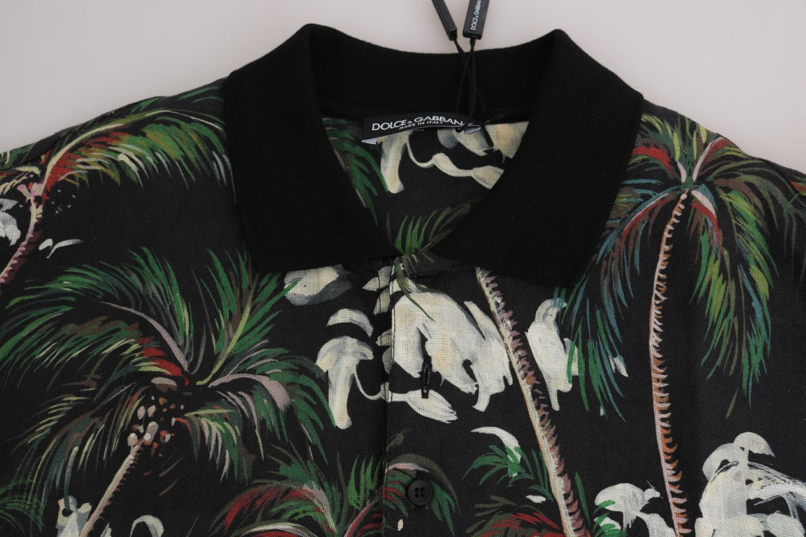 Dolce &amp; Gabbana Sicilian Volcano Motif Polo Tee