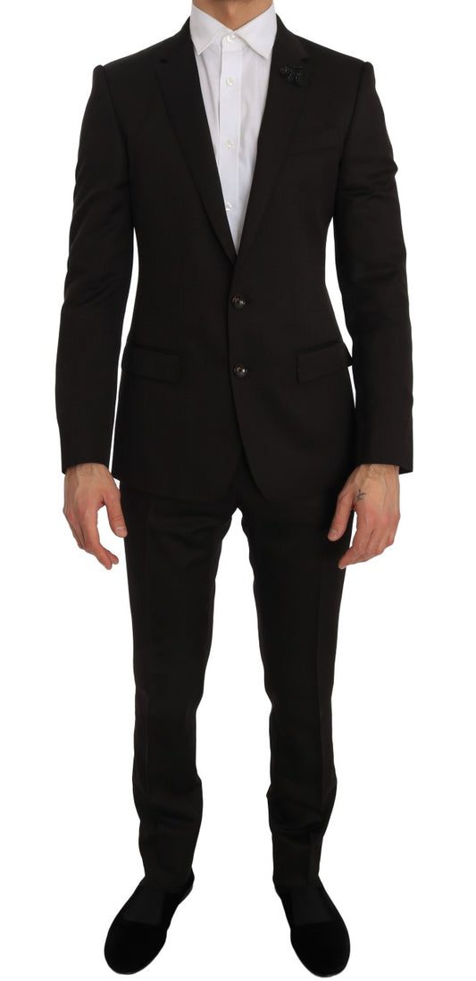 Dolce &amp; Gabbana Elegant Martini Suit in Brown Jacquard