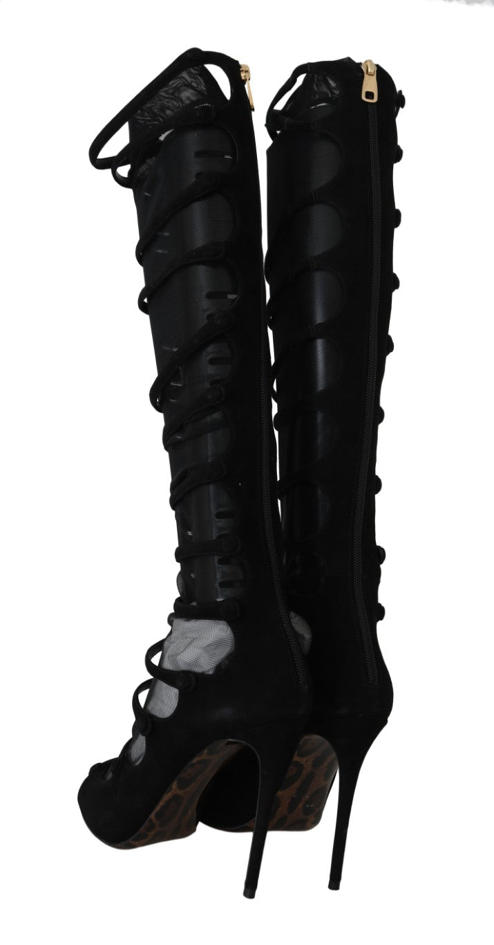 Dolce & Gabbana Eleganz neu definiert: Schicke kniehohe Stiletto-Stiefel