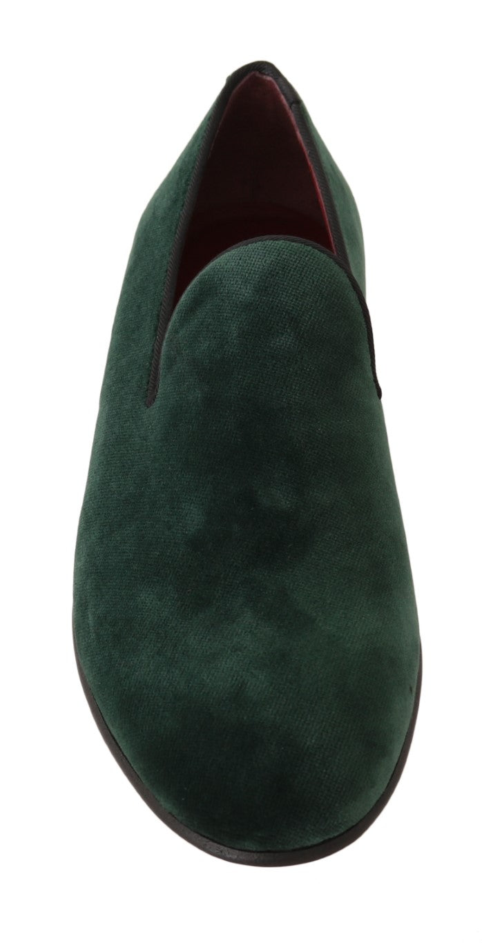 Dolce & Gabbana Elegante grüne Wildleder-Slipper