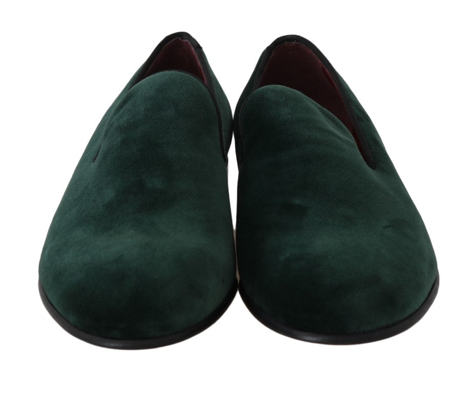 Dolce & Gabbana Elegante grüne Wildleder-Slipper