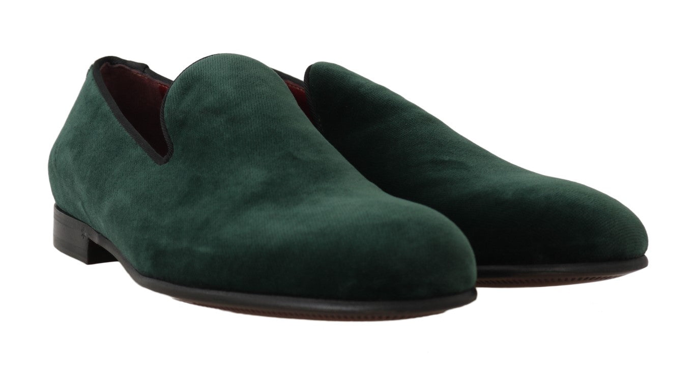 Dolce & Gabbana Elegante grüne Wildleder-Slipper