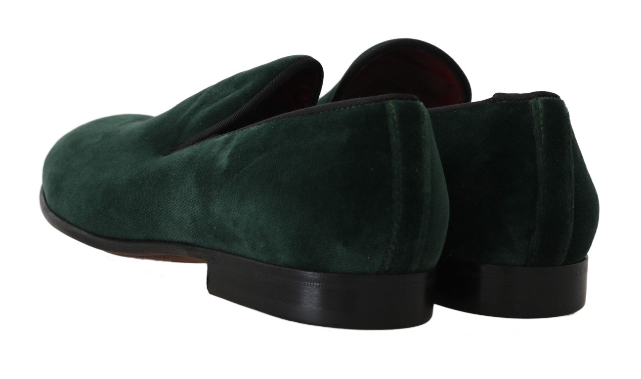 Dolce & Gabbana Elegante grüne Wildleder-Slipper