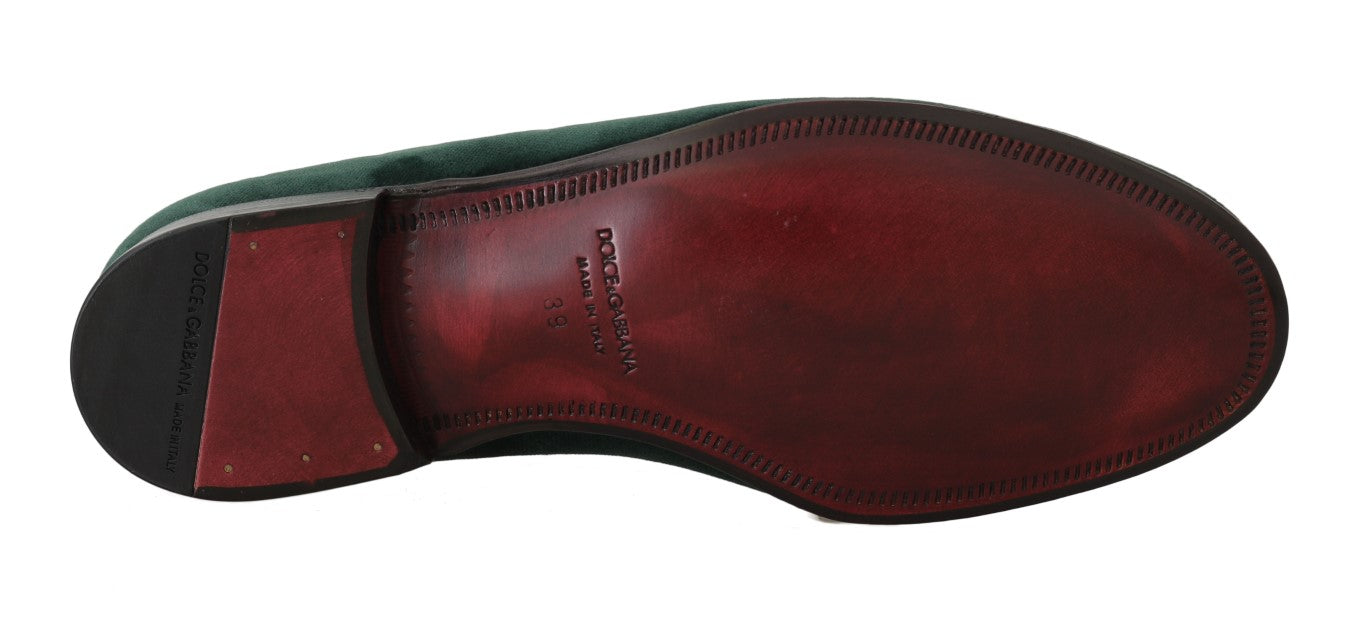 Dolce & Gabbana Elegante grüne Wildleder-Slipper