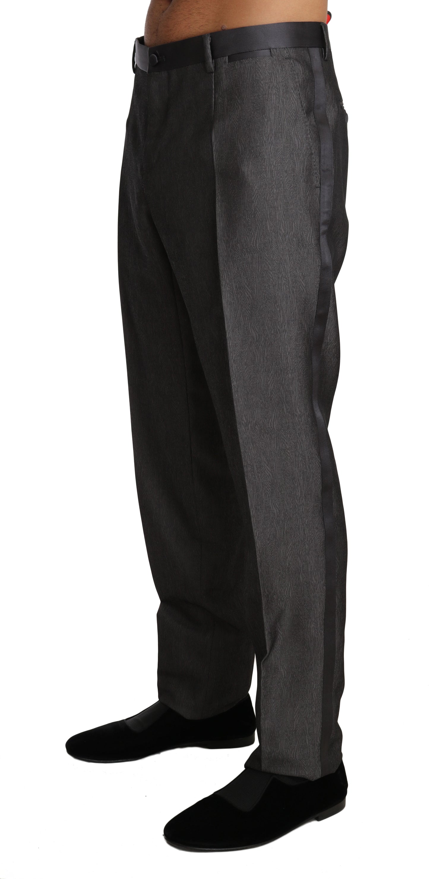 Dolce &amp; Gabbana Elegant patterned grey wool blend trousers