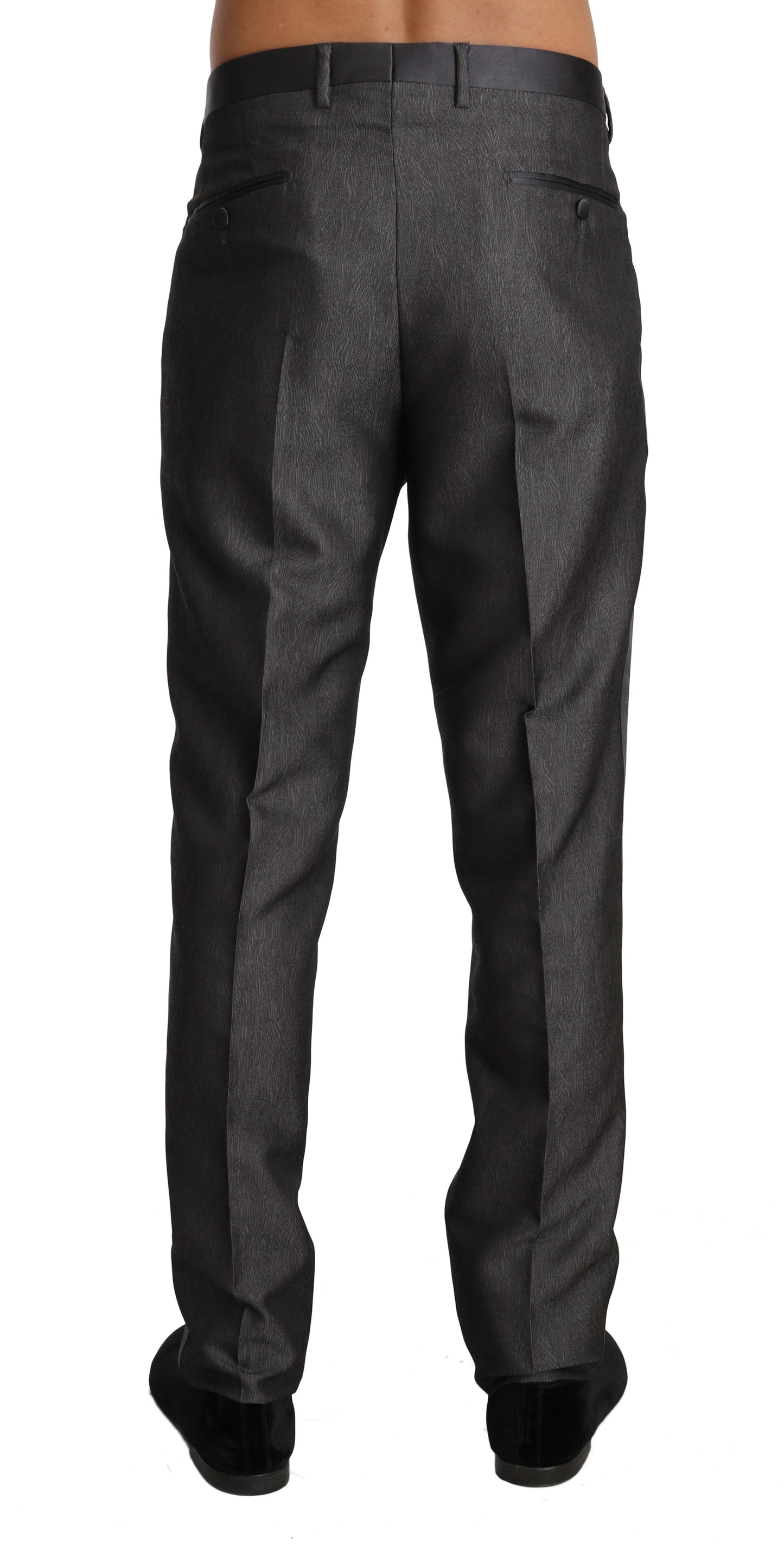 Dolce &amp; Gabbana Elegant patterned grey wool blend trousers