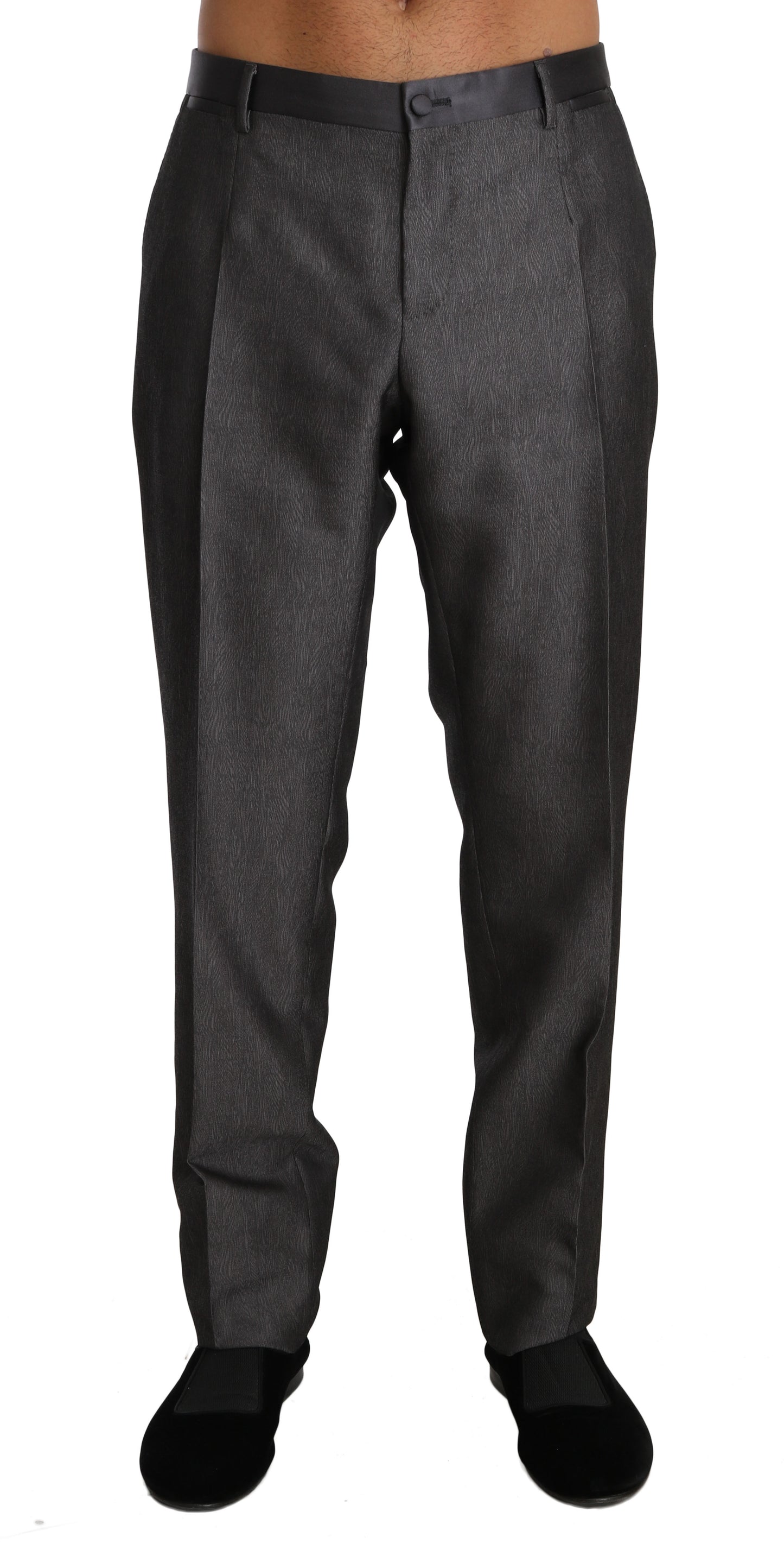 Dolce &amp; Gabbana Elegant patterned grey wool blend trousers