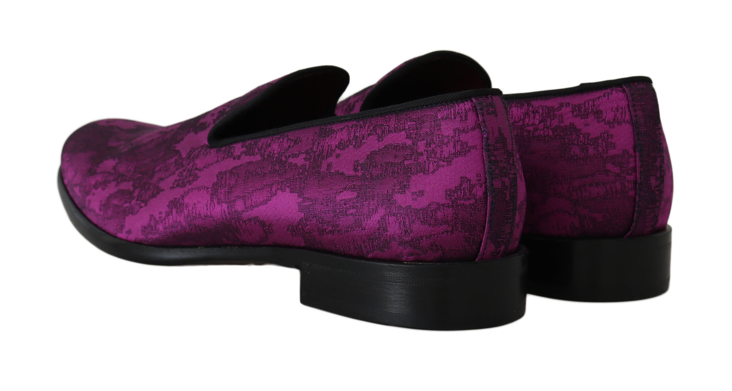 Dolce &amp; Gabbana Elegant Loafers in a Silk-Wool Blend in Purple