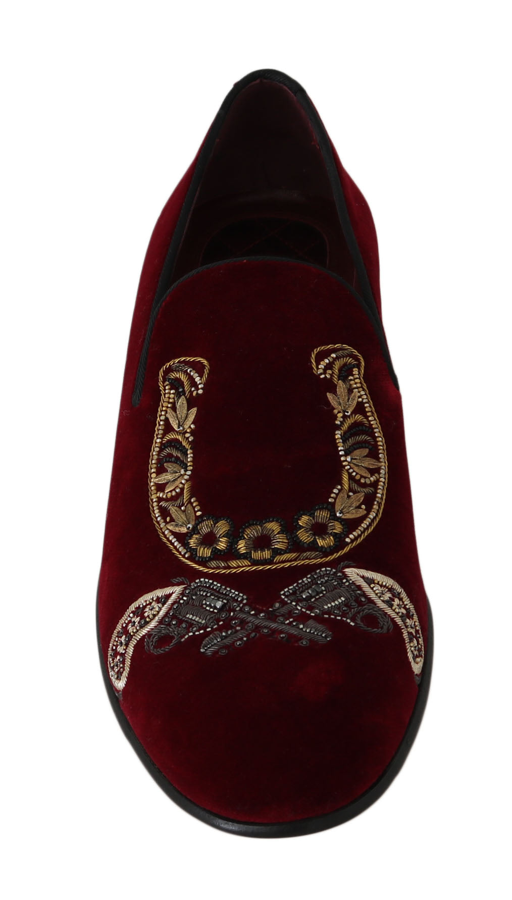 Dolce &amp; Gabbana Bordeaux Velvet Sequin Men's Loafers