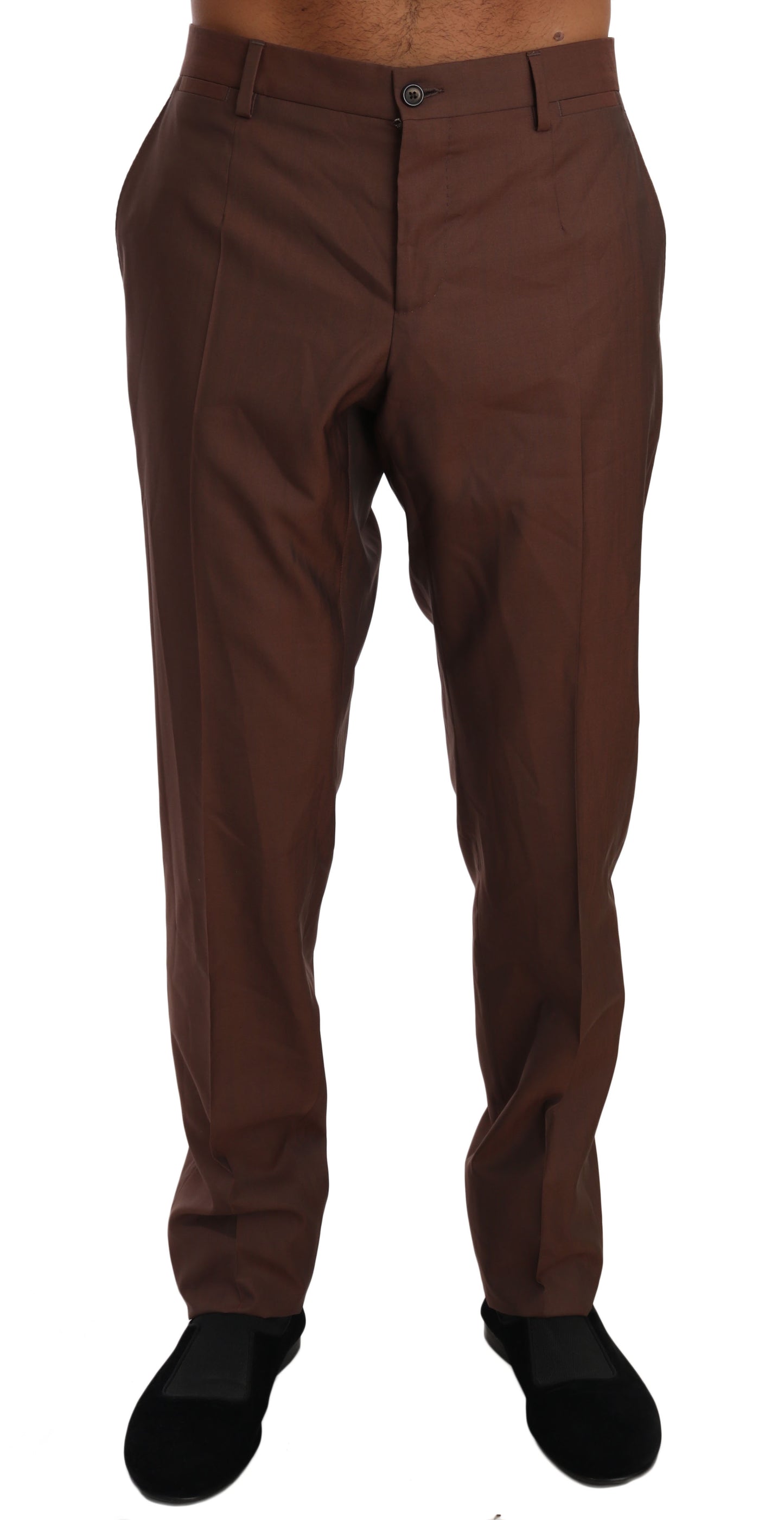 Dolce &amp; Gabbana Elegant brown formal trousers in wool and silk