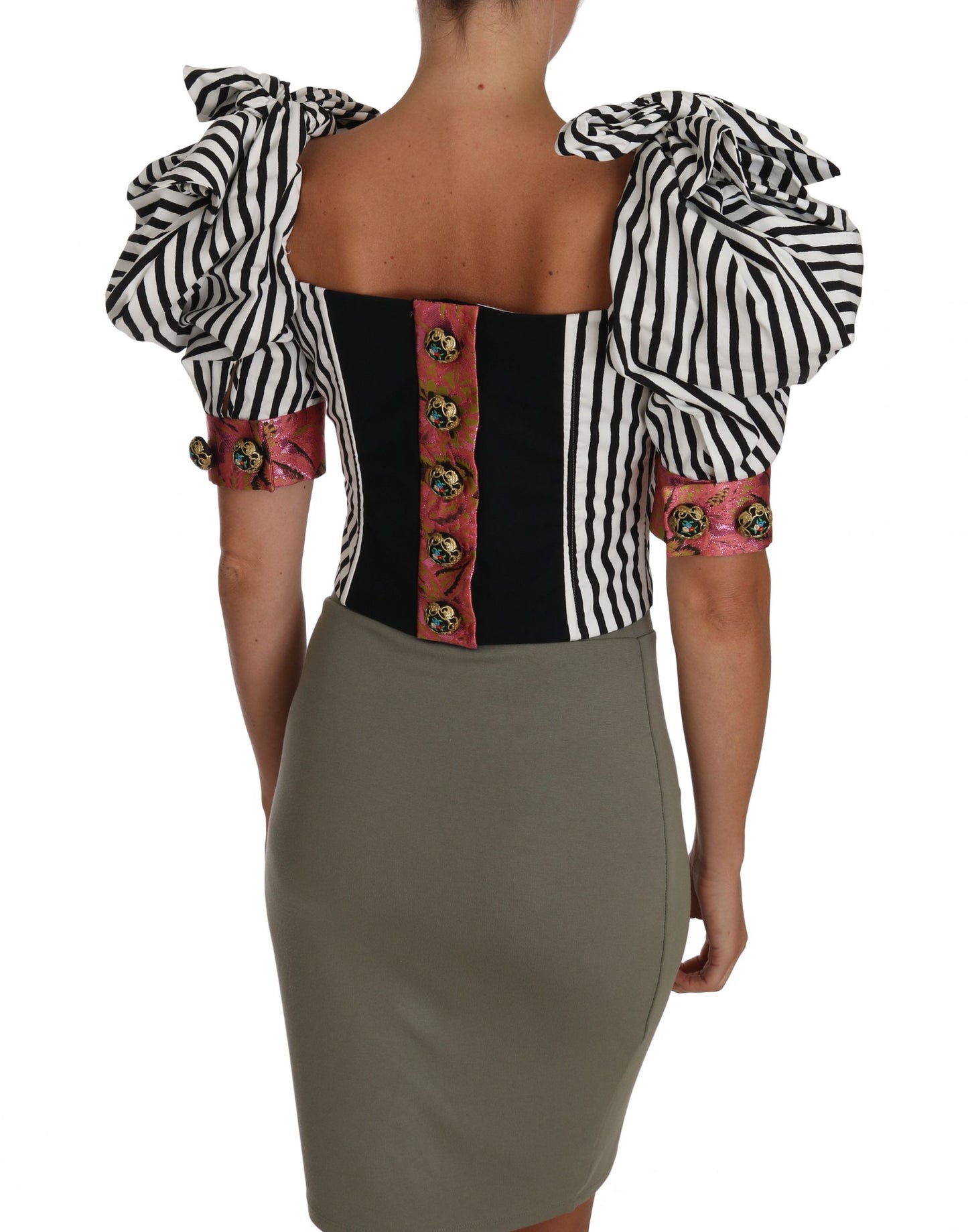 Dolce &amp; Gabbana Elegant corset top with crystal buttons