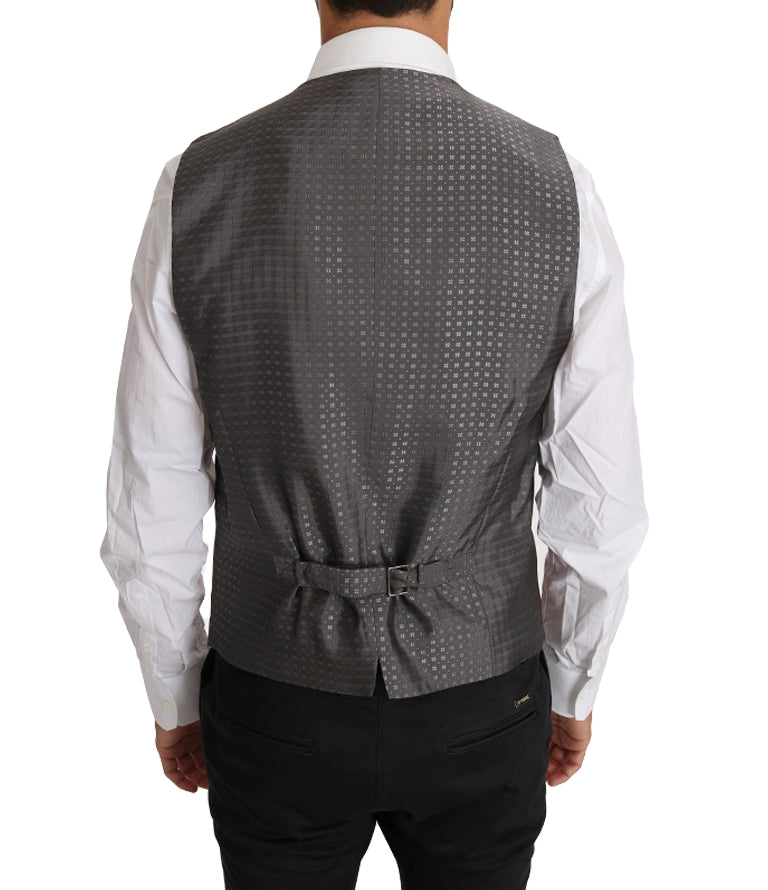 Dolce &amp; Gabbana Elegant Bronze &amp; Grey Formal Vest Slim Fit