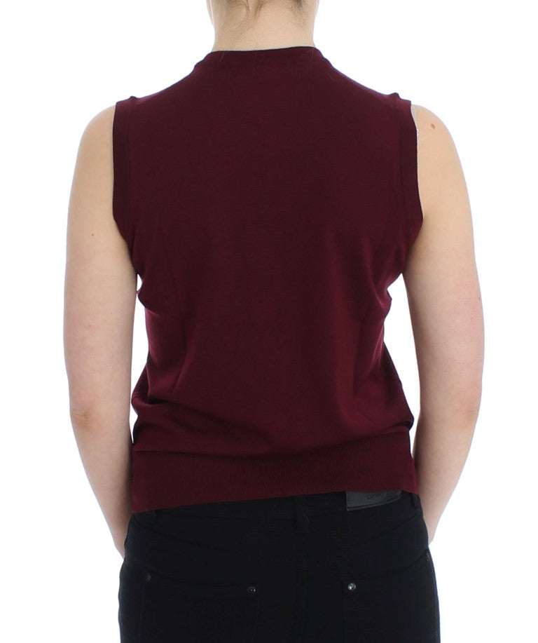 Dolce &amp; Gabbana Elegant red sleeveless wool sweater vest