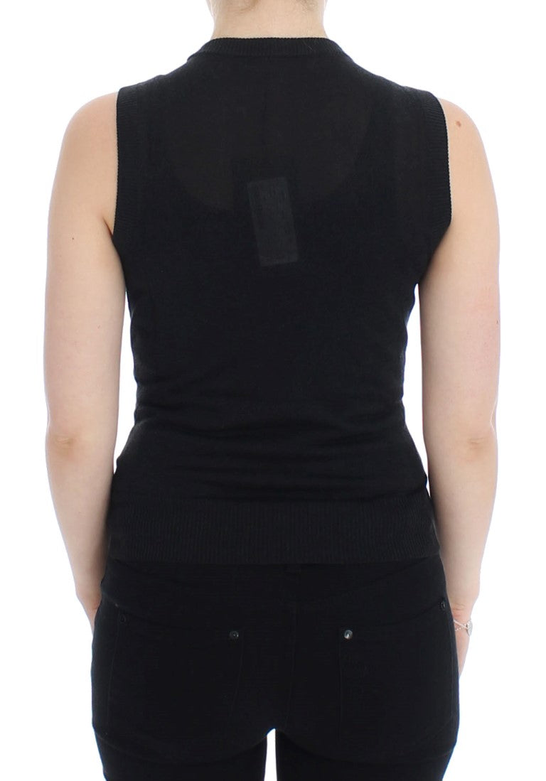 Dolce &amp; Gabbana Elegant black sleeveless sweater vest