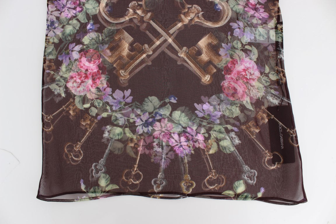 Dolce &amp; Gabbana Elegant floral silk blouse with cap sleeves