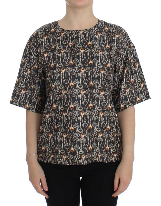 Dolce &amp; Gabbana Enchanted Sicily silk blouse with medieval key print