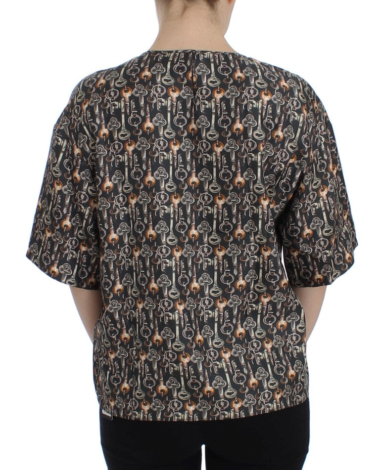 Dolce &amp; Gabbana Enchanted Sicily silk blouse with medieval key print