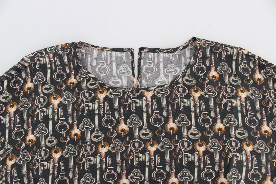 Dolce &amp; Gabbana Enchanted Sicily silk blouse with medieval key print