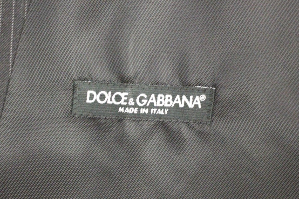 Dolce &amp; Gabbana Elegant Gray Striped Dress Vest