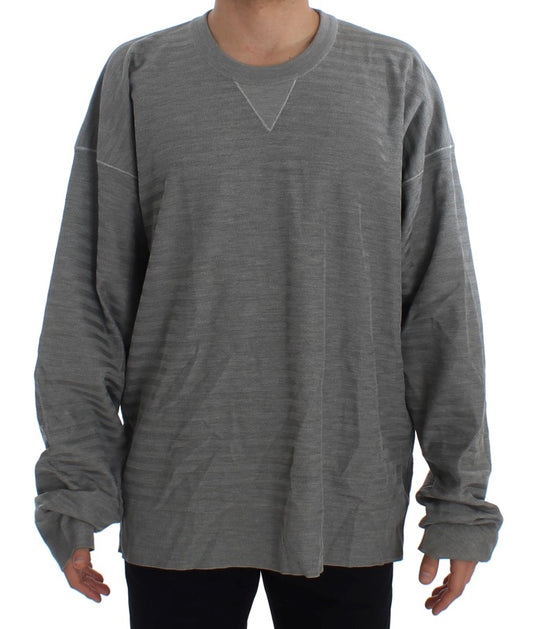 Dolce &amp; Gabbana Elegant round-neck sweater in grey silk