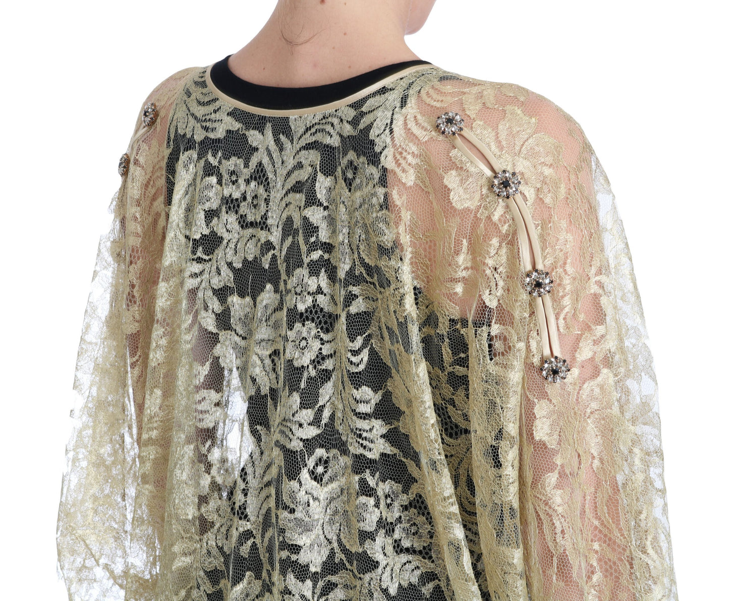 Dolce & Gabbana Goldenes Kaftan-Sonnenkleid aus floraler Spitze