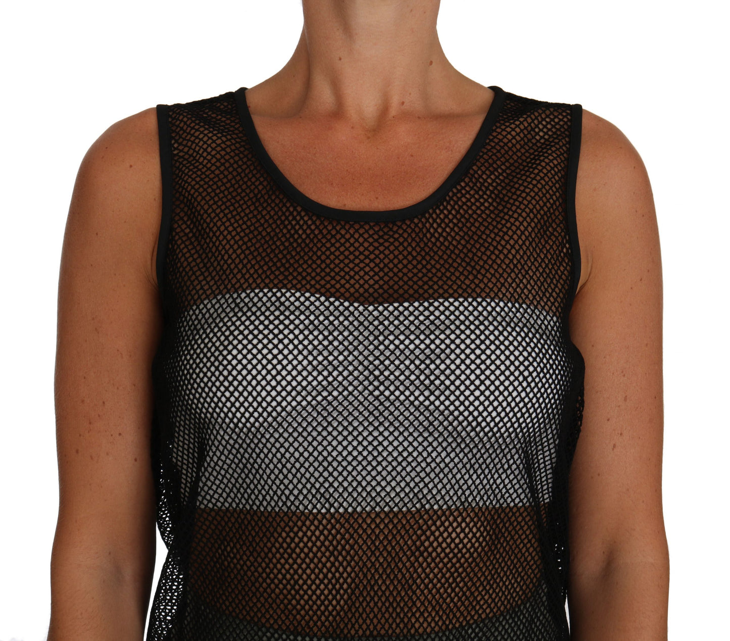 Dolce &amp; Gabbana Elegant sleeveless blouse top in black mesh