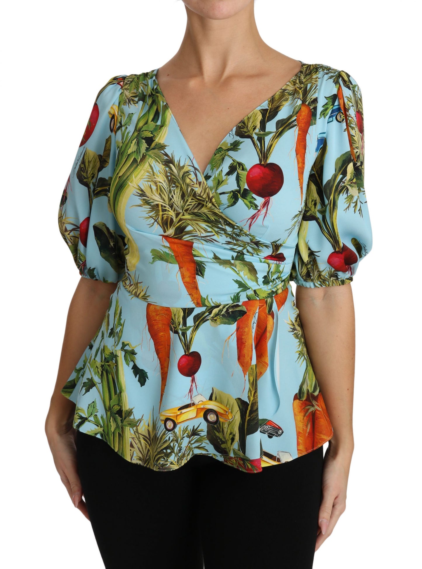 Dolce &amp; Gabbana silk top with vegetable print Extravaganza