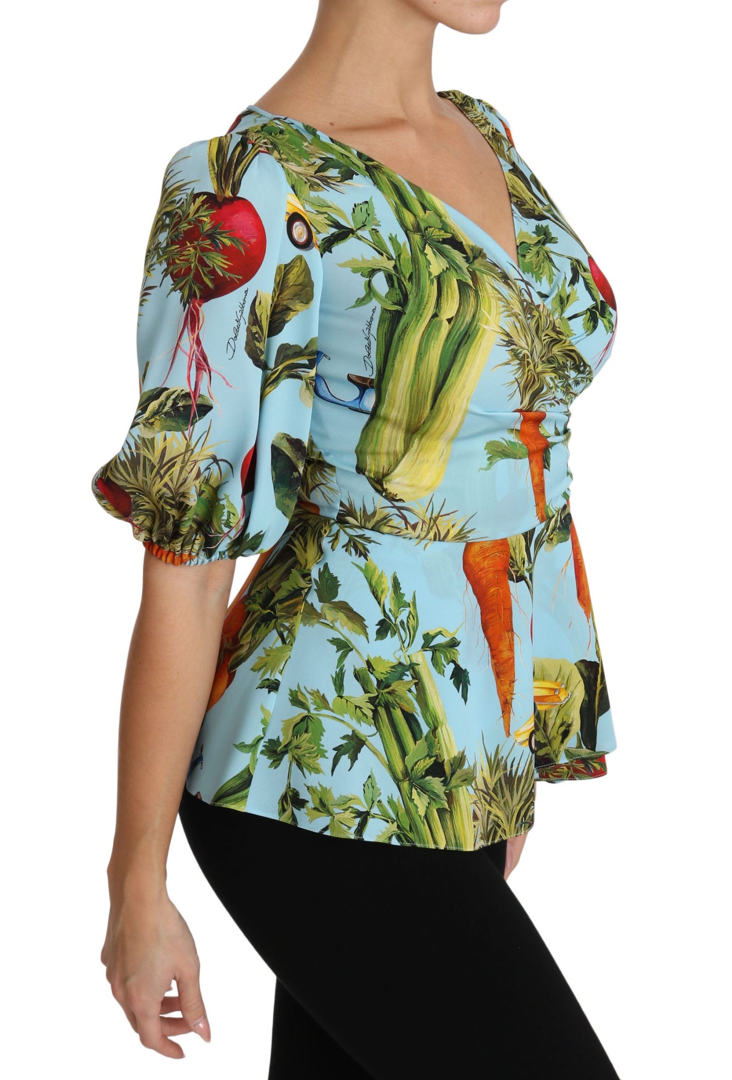 Dolce &amp; Gabbana silk top with vegetable print Extravaganza