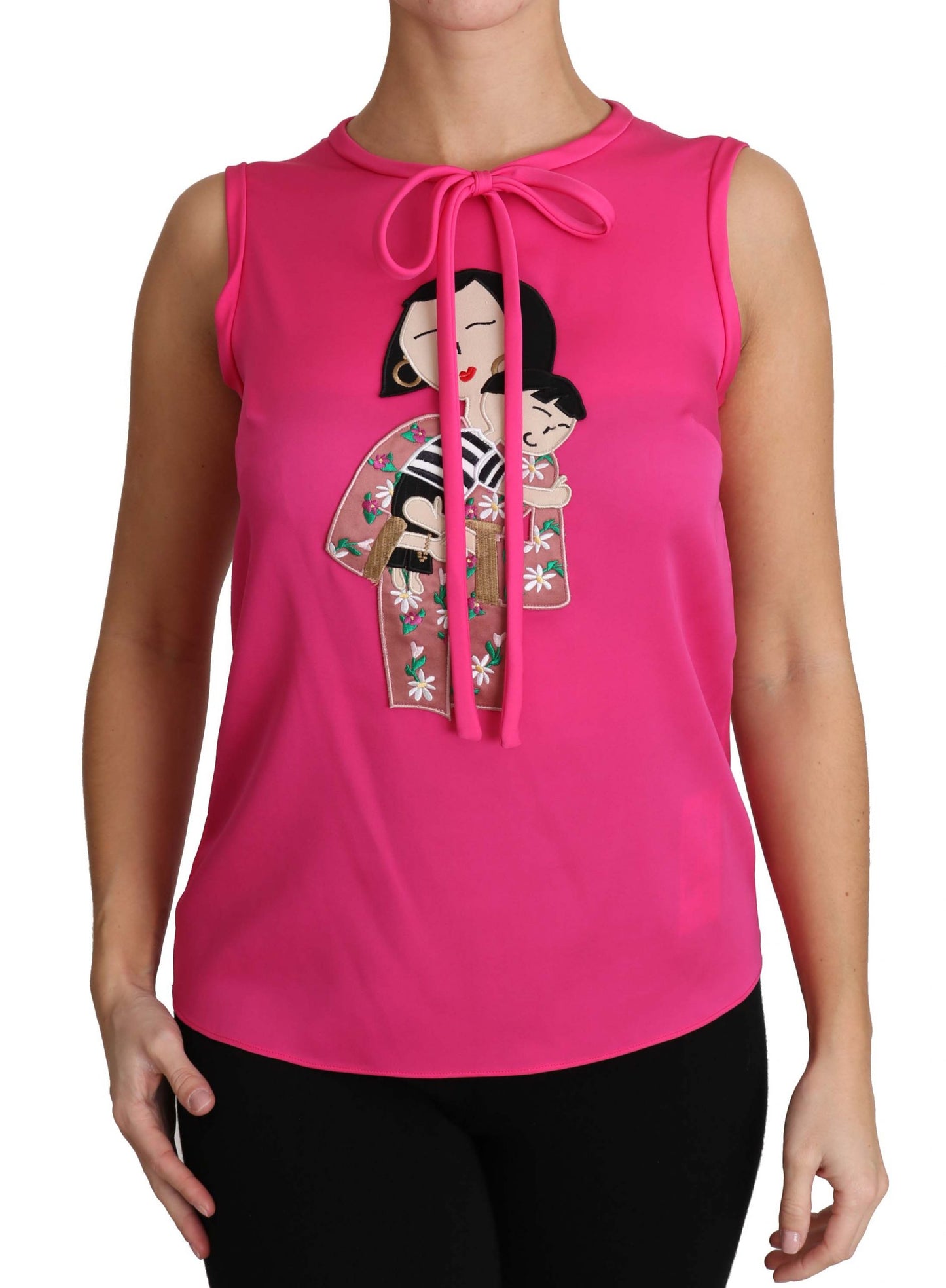 Dolce &amp; Gabbana Elegant Pink Silk Family Tank Top Shirt