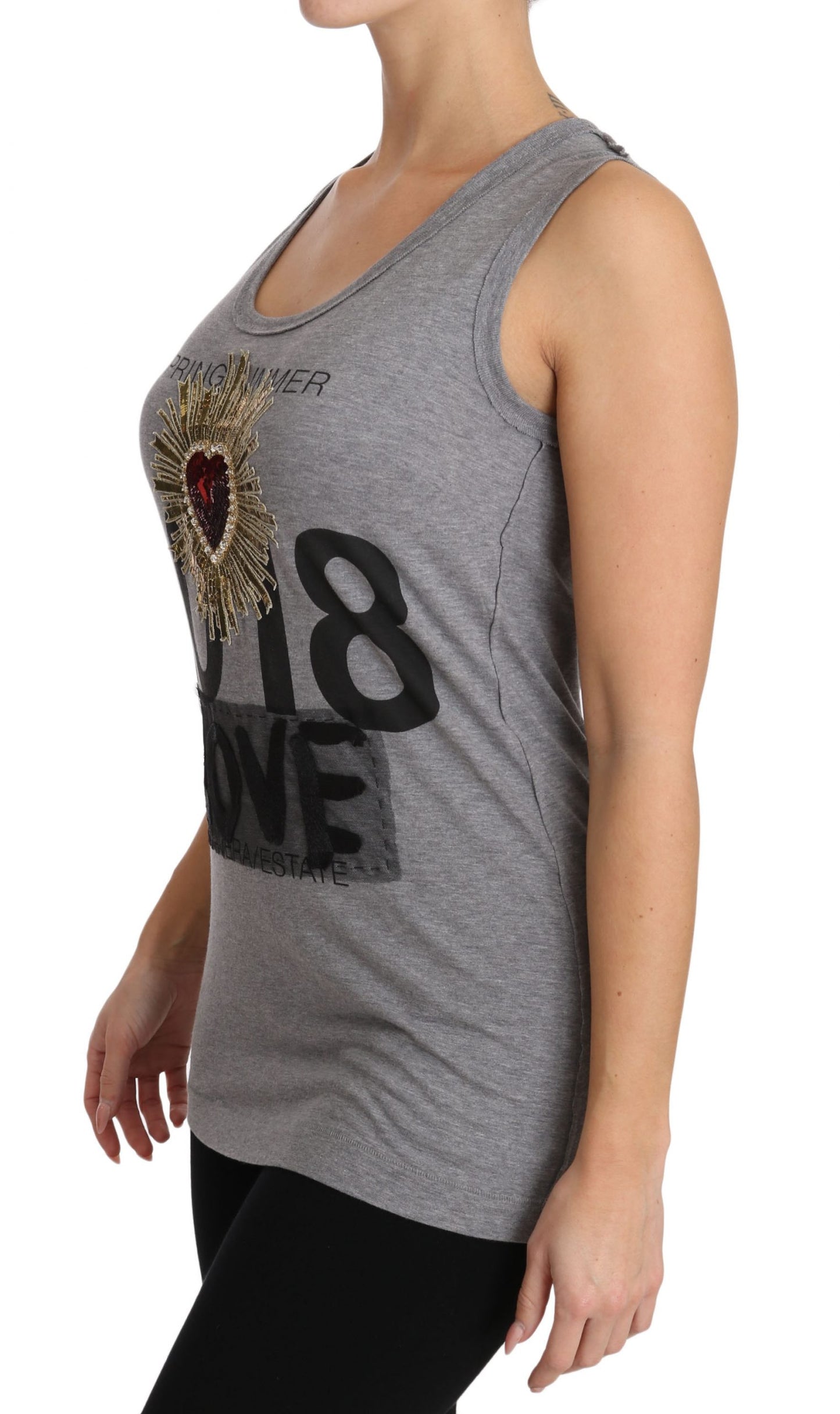 Dolce &amp; Gabbana Sequin Heart Tank Top in Grey