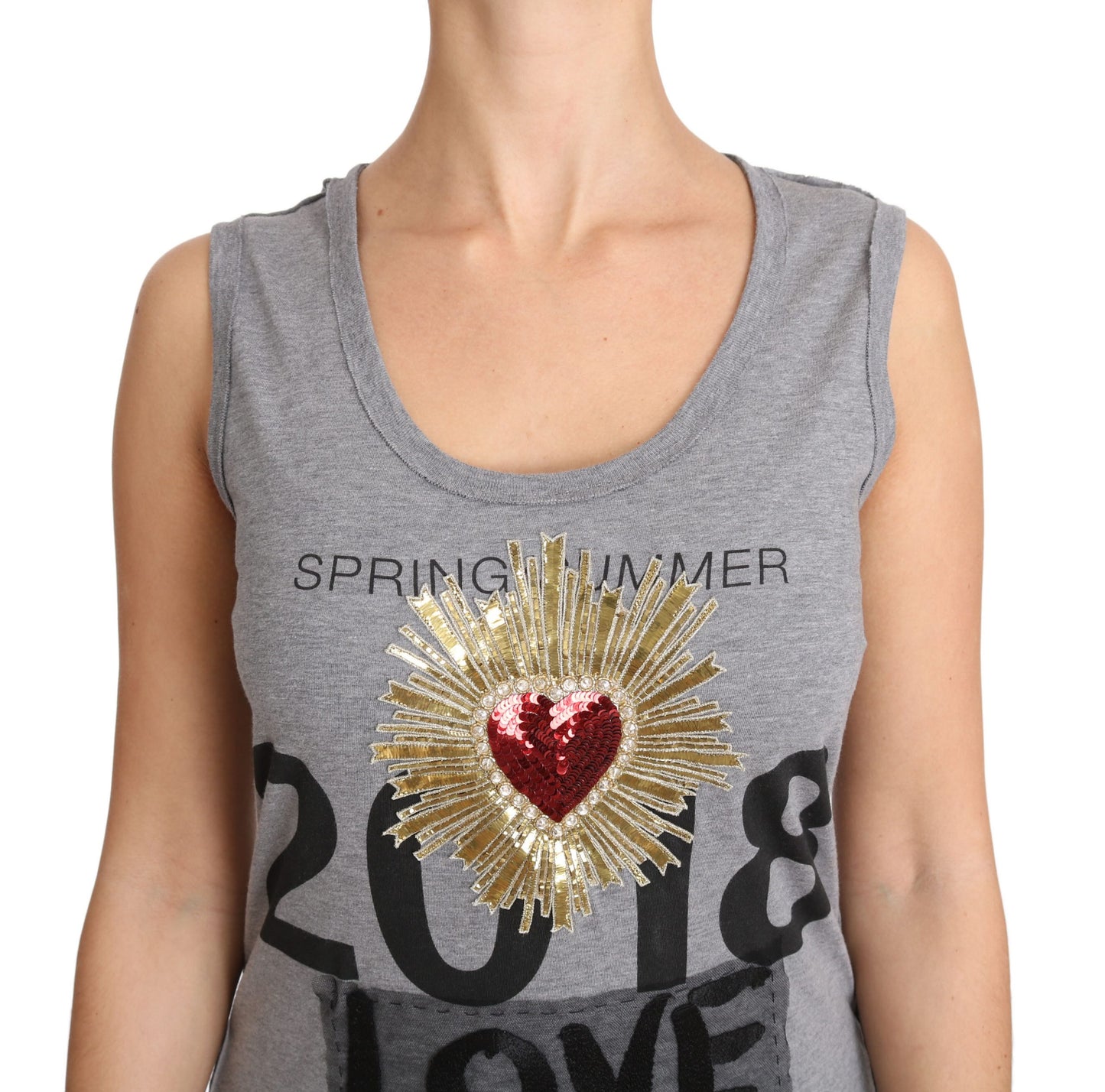 Dolce &amp; Gabbana Sequin Heart Tank Top in Grey