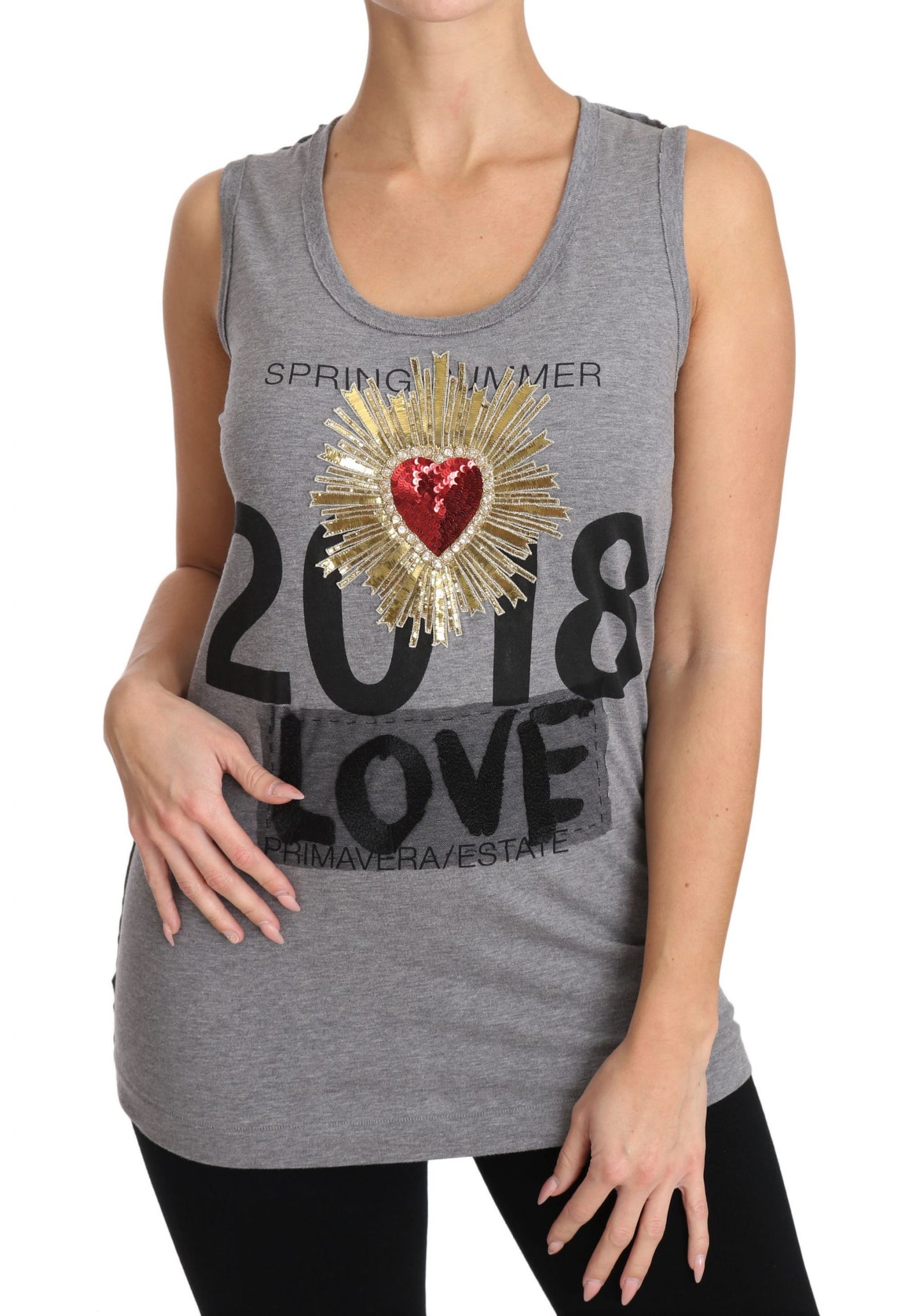 Dolce &amp; Gabbana Sequin Heart Tank Top in Grey