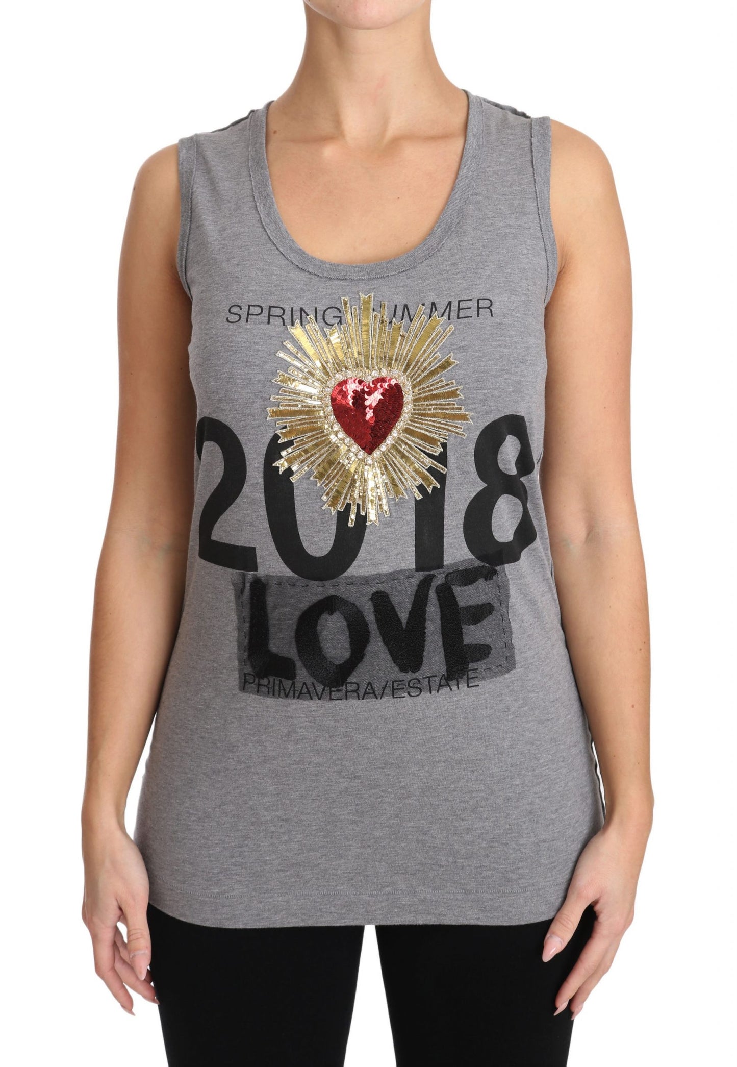 Dolce &amp; Gabbana Sequin Heart Tank Top in Grey