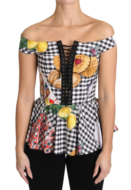 Dolce &amp; Gabbana Chic Checked Corset Top Blouse