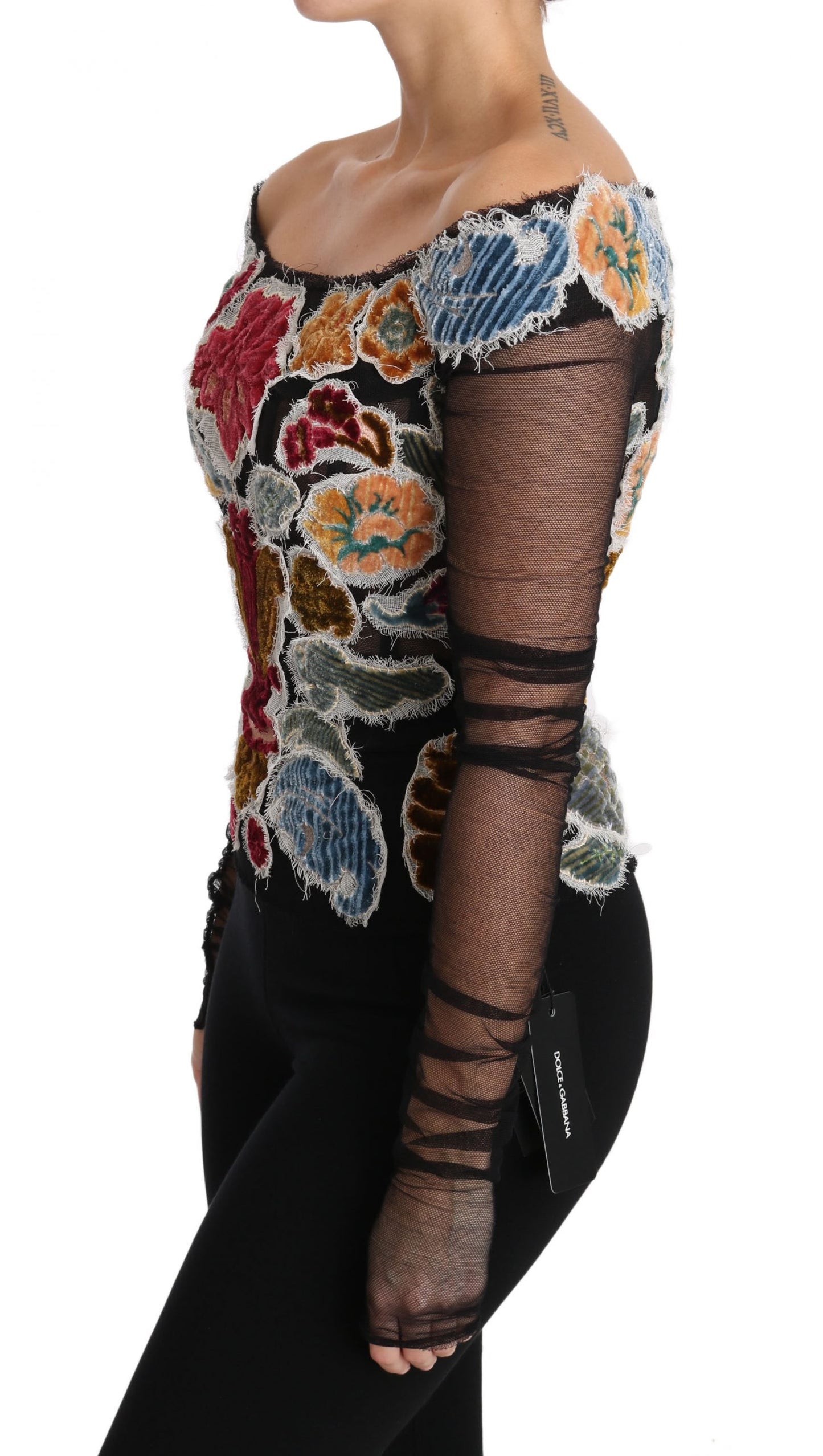 Dolce &amp; Gabbana Elegant long-sleeved top with floral appliqués