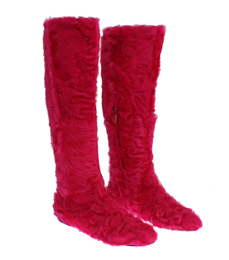 Dolce &amp; Gabbana Elegant boots made of pink lambskin