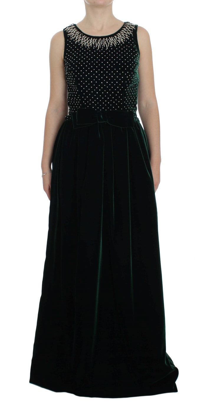 Dolce &amp; Gabbana Enchanted Emerald Velvet and Crystal Maxi Dress