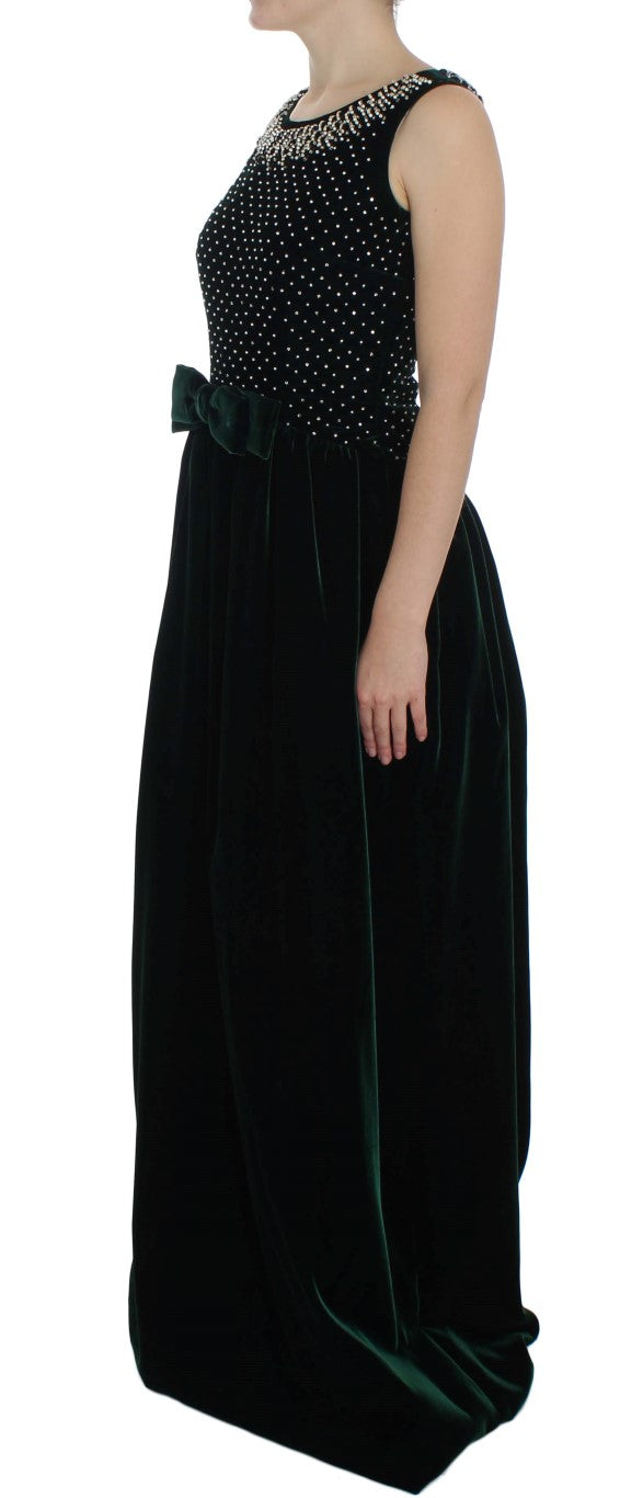 Dolce &amp; Gabbana Enchanted Emerald Velvet and Crystal Maxi Dress