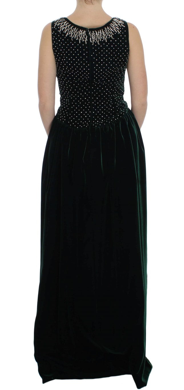 Dolce &amp; Gabbana Enchanted Emerald Velvet and Crystal Maxi Dress